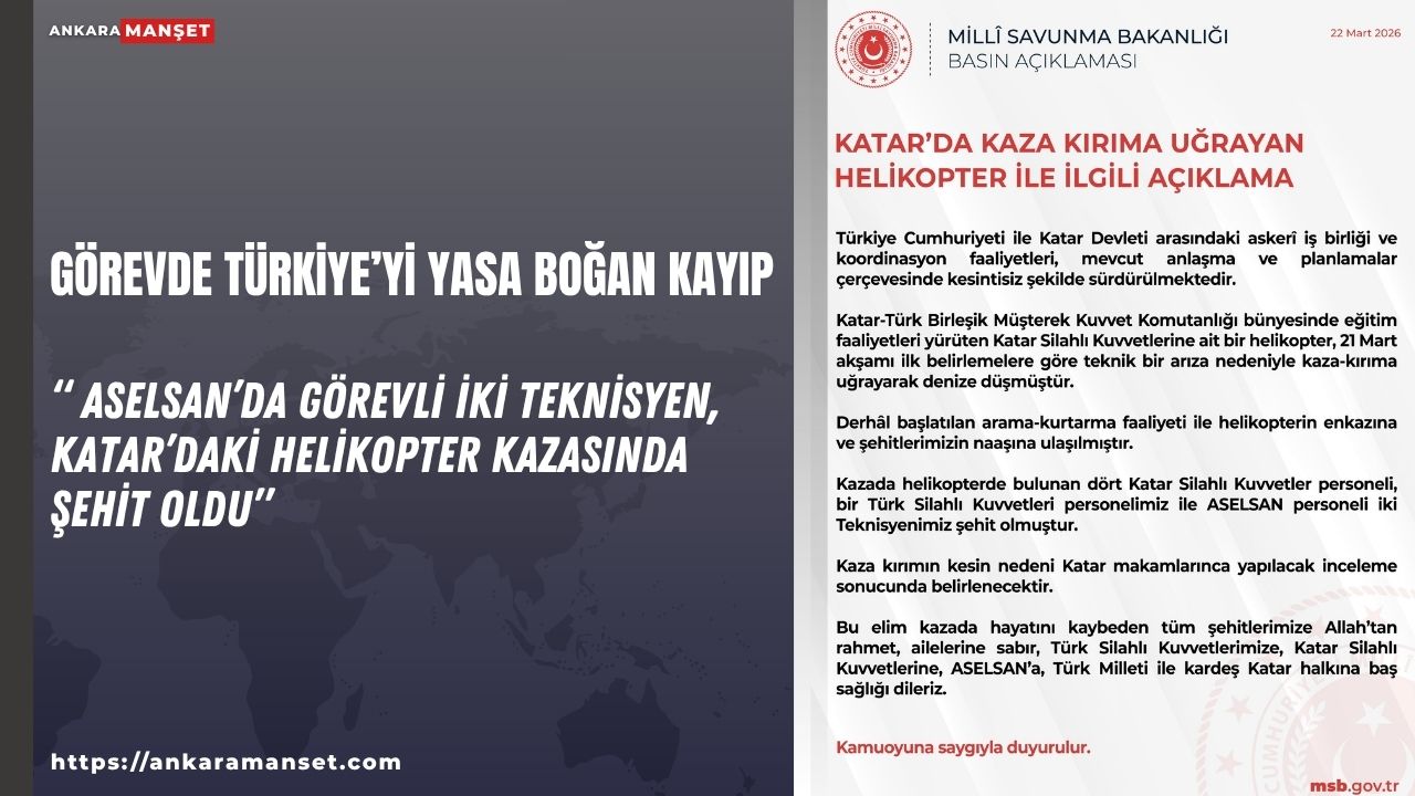 Katar’daki Helikopter Kazasına İlişkin Milli Savunma Bakanlığı’ndan Açıklama Yapıldı