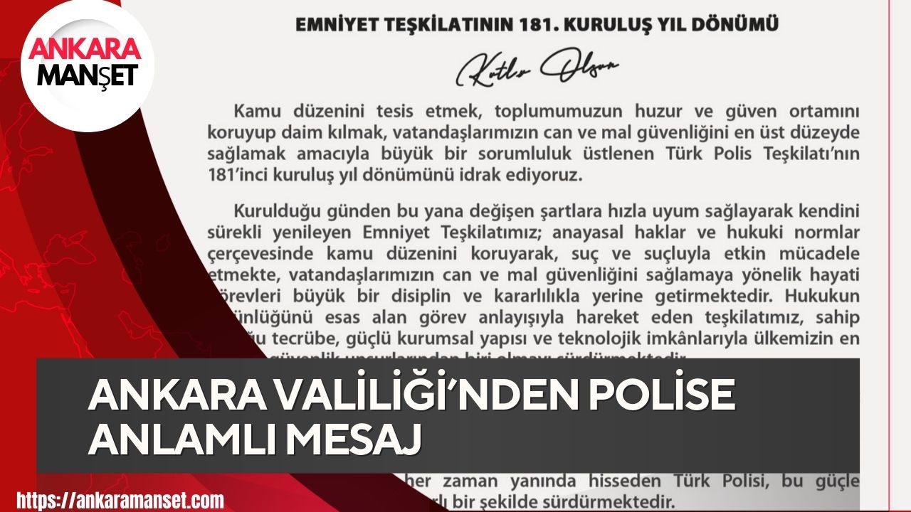 Vali Vasip Şahin Emniyet Teşkilatının 181. yıl dönümünü kutladı