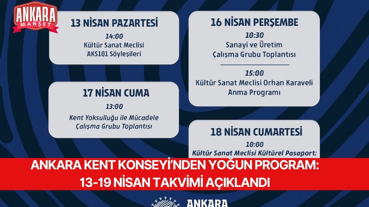 ANKARA KENT KONSEYİ’NDEN YOĞUN PROGRAM: 13-19 NİSAN TAKVİMİ AÇIKLANDI